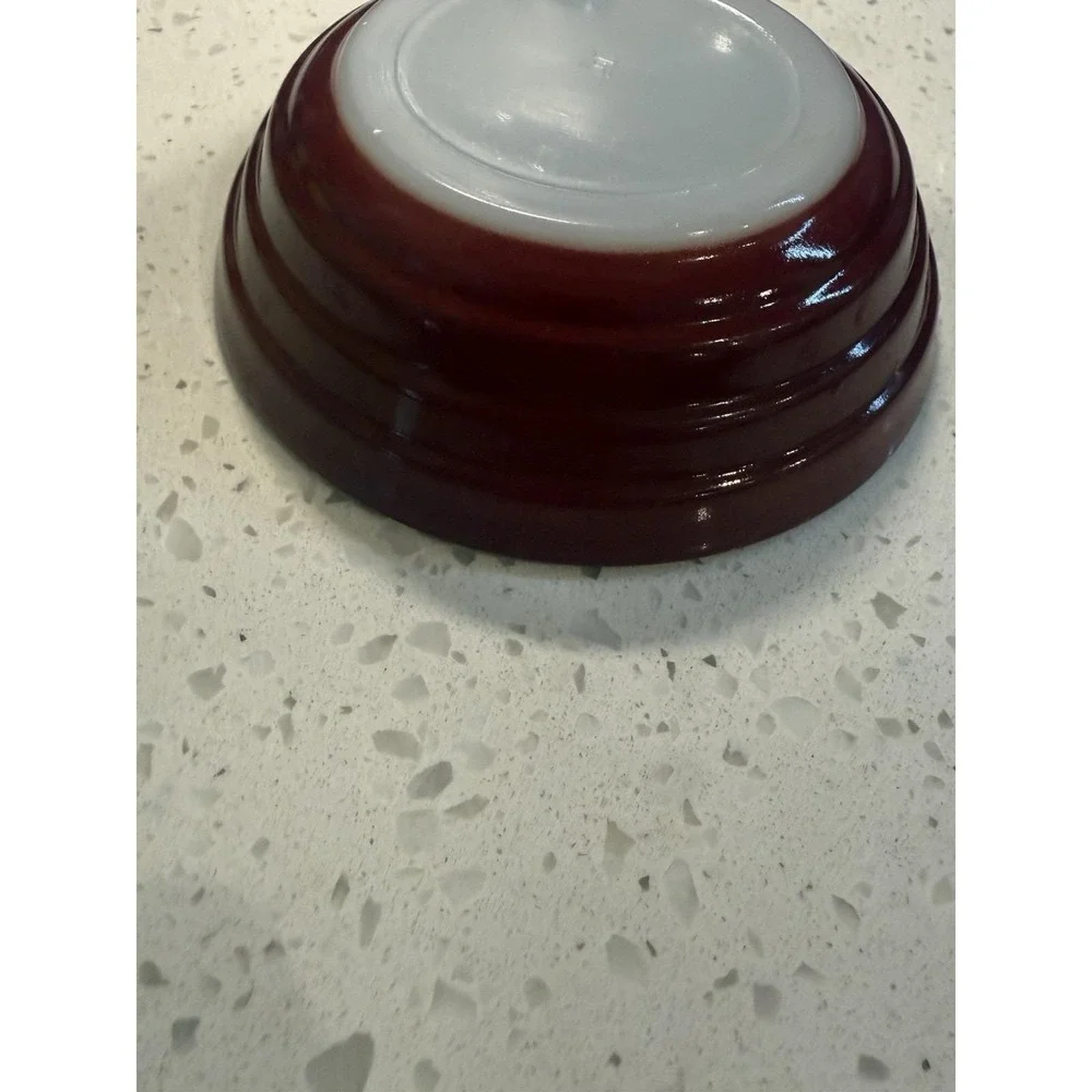 Hazel Atlas Moderntone Burgundy Rimless Low Berry Bowl 4 3/4